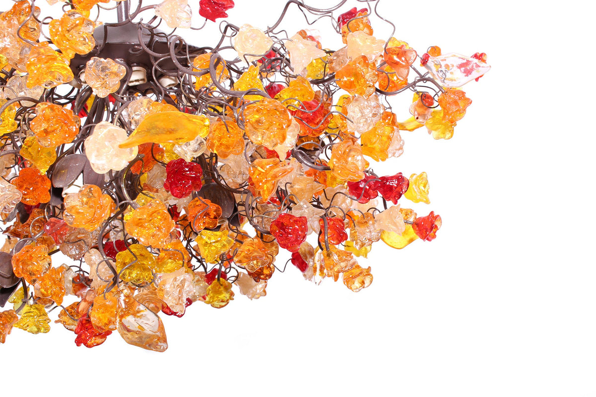 Hanging chandeliers with autumn color flowers and leaves for Dining Room, bedroom or living room.