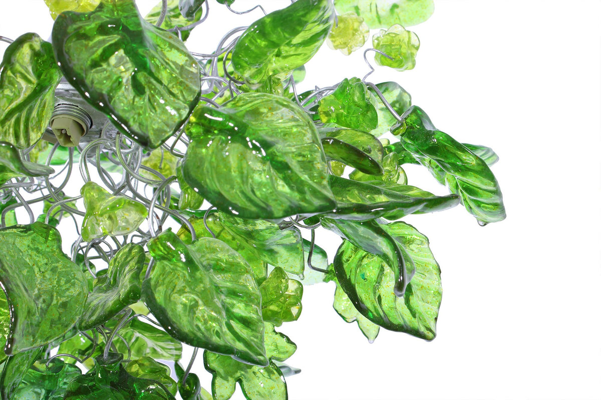 Lighting hanging chandeliers with green flowers and leaves, for Dining Room, hall or bedroom.