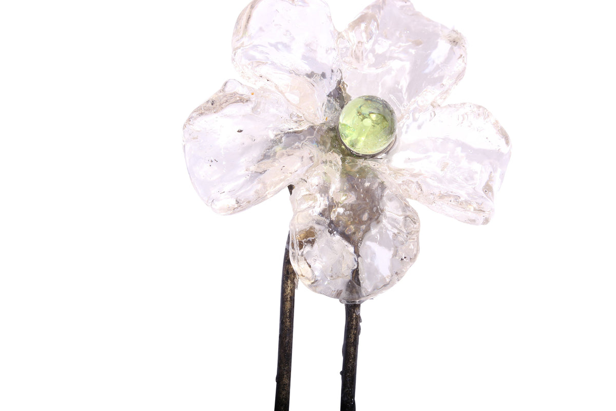 Bronze Wall Hook: Clear Resin Flower Decorative Hanger