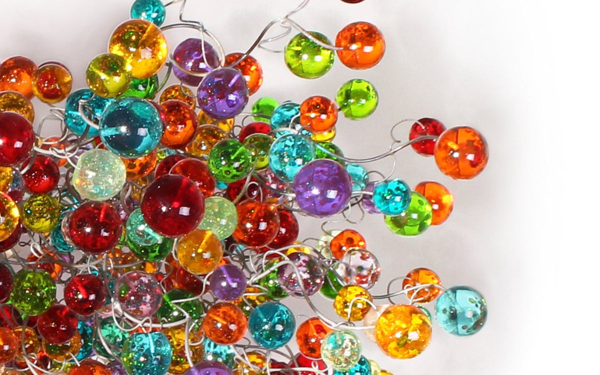 Large Rainbow Chandelier with multicolored bubbles - statement lighting with rainbow balls for Dining Room