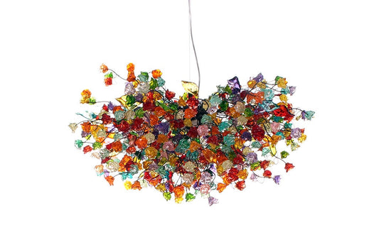 Ceiling light fixture with multicolored flowers