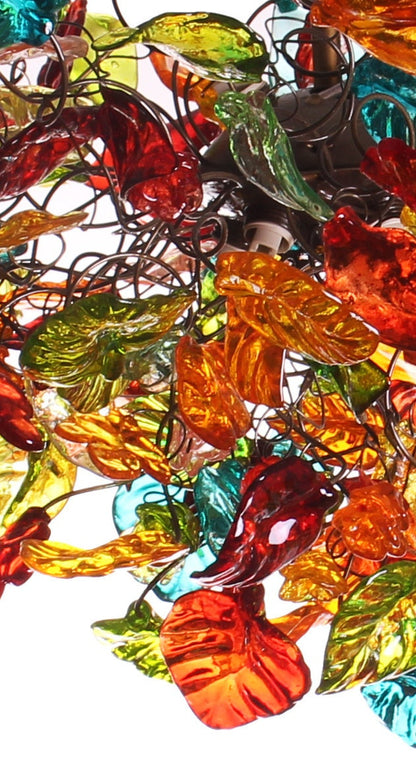 Colorful Resin Flower and Leaves Chandelier: Large Statement Hanging Light Decor