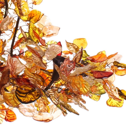 Hanging chandeliers with Champagne leaves and flowers for living room or Dining table lighting.