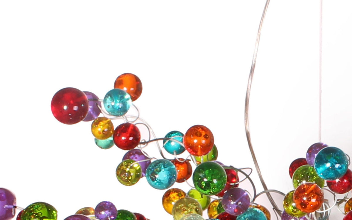 Large Rainbow Chandelier with multicolored bubbles - statement lighting with rainbow balls for Dining Room