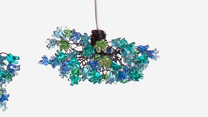 Pendant Lights, Island Kitchen Light with sea color. ceiling lighting -blue jumping flowers for Kitchen Island Dining Room