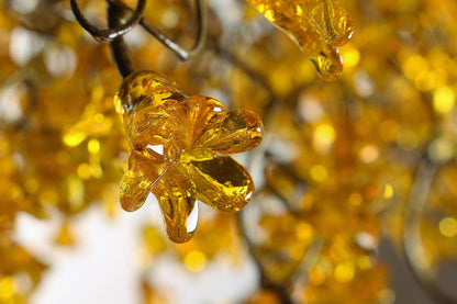 Large Yellow Floral Chandelier: Handmade Flower Resin Ceiling Lighting
