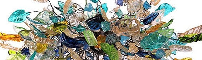 Hanging chandeliers with sea color and yellow flowers and leaves for Dining Room , living room or bedroom.