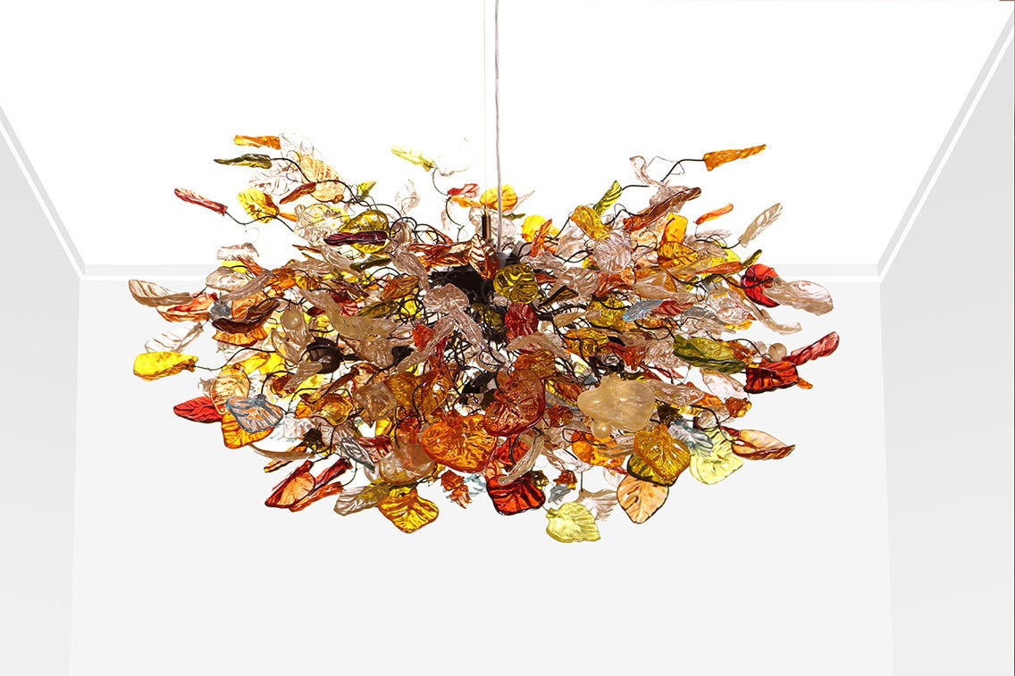 Ceiling Light Fixture ,dining chandelier with warm color flowers and leaves