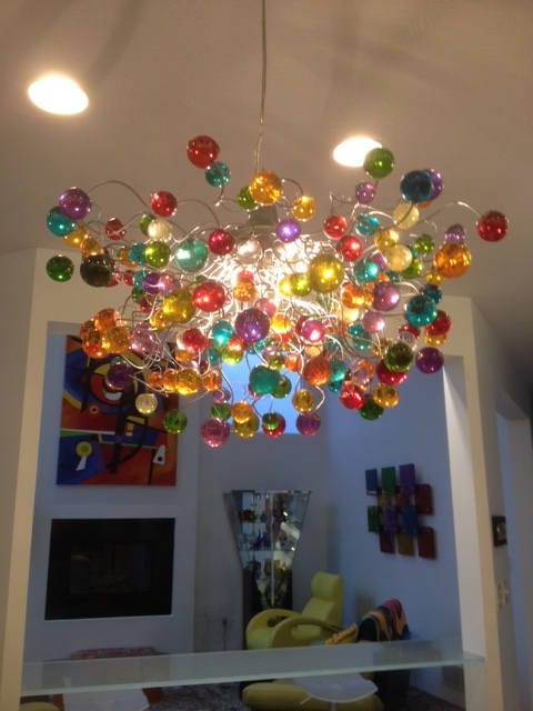 Multicolored Resin Bubble Chandelier: Handmade Hanging Light
