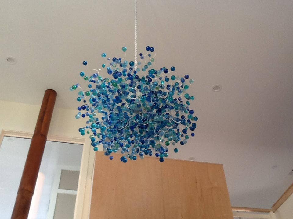 Cobalt blue Hanging chandeliers. light fixture with blue bubbles for Dining Room
