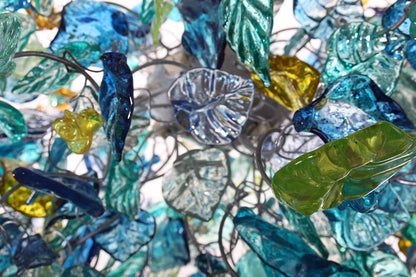 Large Hanging chandeliers with Sea color flowers & leaves for Dining Room, living room