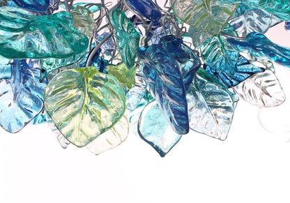 Unique Chandelier with Sea color flowers and leaves for Dining Room, hall or bedroom.