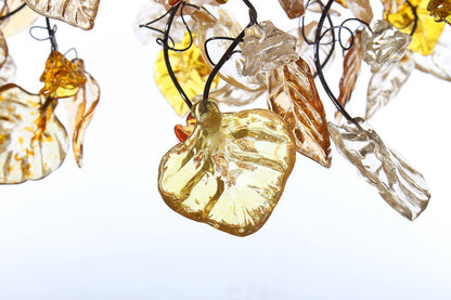 Large Hanging chandeliers with Champagne color flowers and leaves for Dining Room