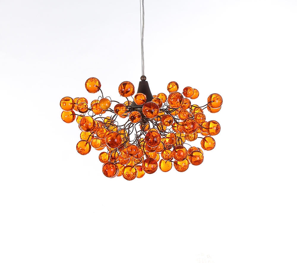 Orange Ceiling Light, elegant and unique chandelier with different size of bubbles for children room or dining room.