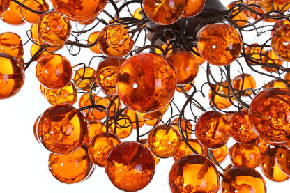 Orange Ceiling Light, elegant and unique chandelier with different size of bubbles for children room or dining room.
