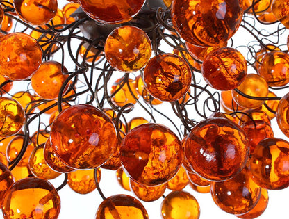Orange Ceiling Light, elegant and unique chandelier with different size of bubbles for children room or dining room.