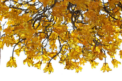 Large Yellow Floral Chandelier: Handmade Flower Resin Ceiling Lighting