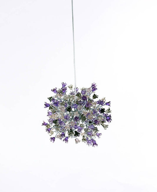 Hanging pendants light with purple and gray flowers for bedroom, bathroom, toilette or kitchen island .