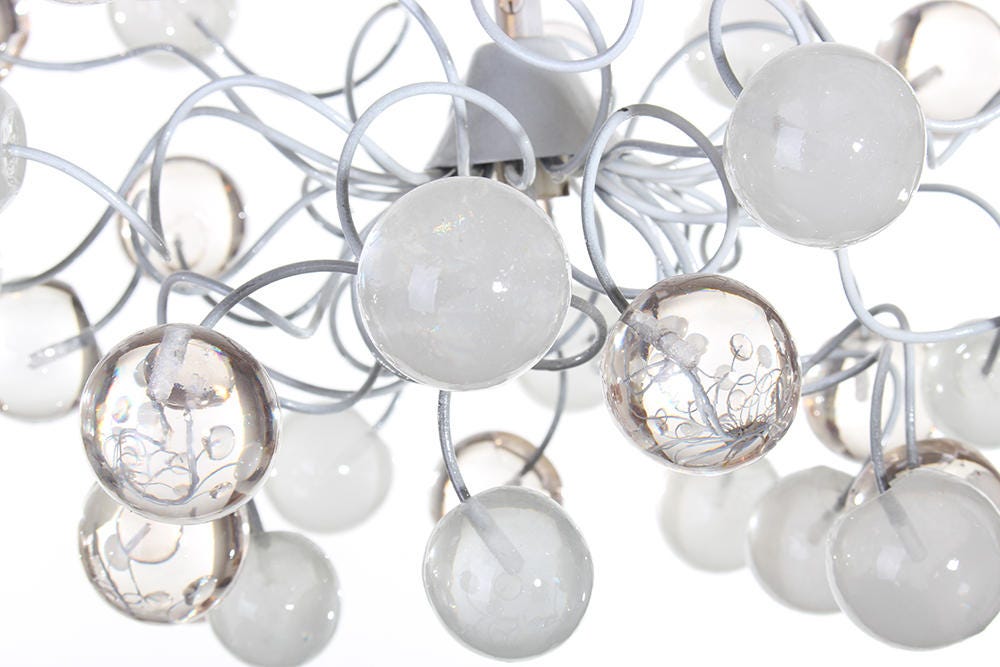 Ceiling Pendant light with white and clear transparent bubbles for girls or boy bedroom .