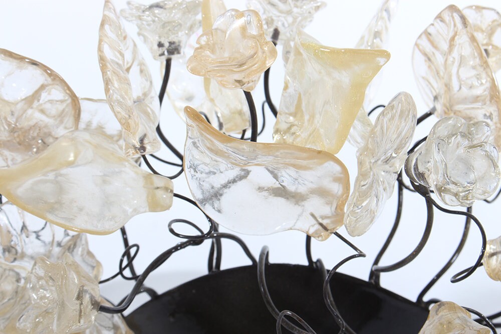 Clear Gold Leaf Flower Wall Sconce: Resin Accent Lighting 12-14 Inch