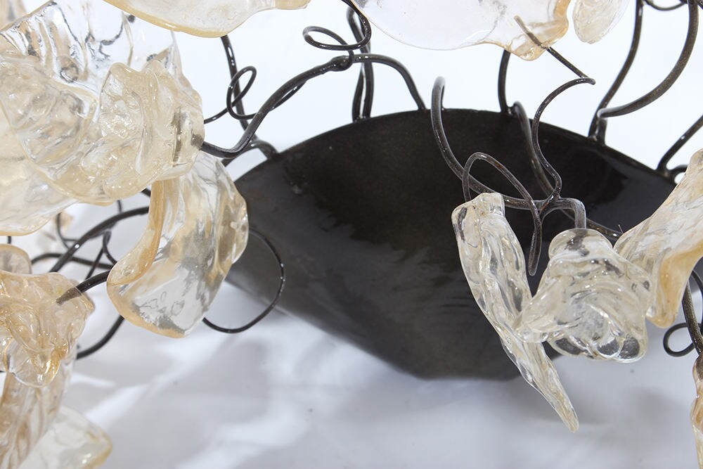 Clear Gold Leaf Flower Wall Sconce: Resin Accent Lighting 12-14 Inch