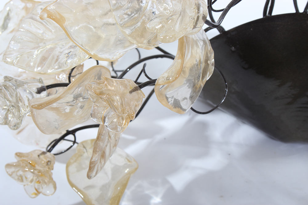 Clear Gold Leaf Flower Wall Sconce: Resin Accent Lighting 12-14 Inch