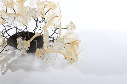Clear Gold Leaf Flower Wall Sconce: Resin Accent Lighting 12-14 Inch