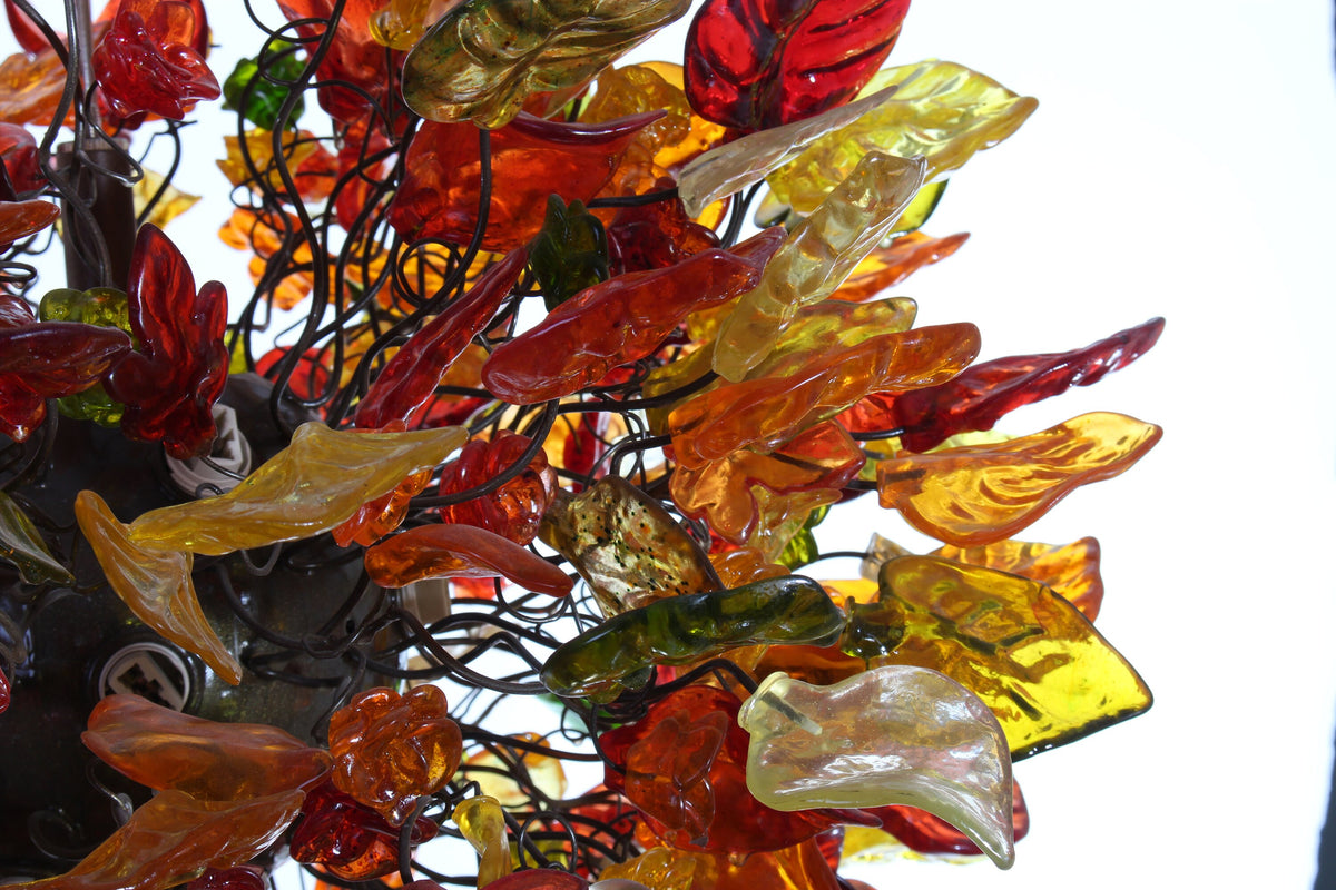 Hanging chandeliers with warm color leaves and flowers, lamp for Dining Room or living room