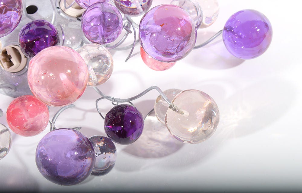 Flush mount Ceiling light, Ceiling mount light with purple and pink bubbles for children room, hall entrance or room.purple color lighting