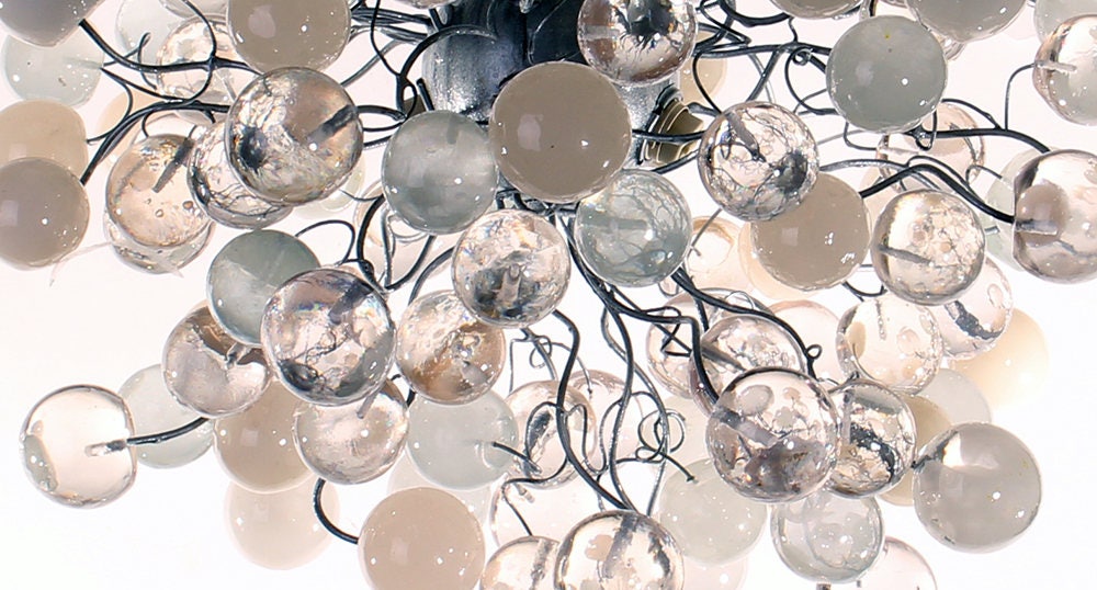 Ceiling lamp, light fixture with clear and white bubbles for Dining table, bedroom, children room. unique and special lamp