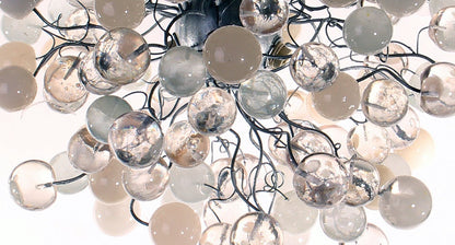 Ceiling lamp, light fixture with clear and white bubbles for Dining table, bedroom, children room. unique and special lamp