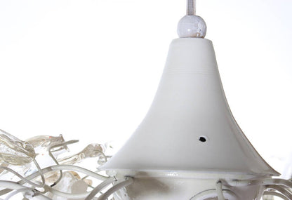 Elegant Floral Chandelier: White Resin Flowers & Leaves Lighting