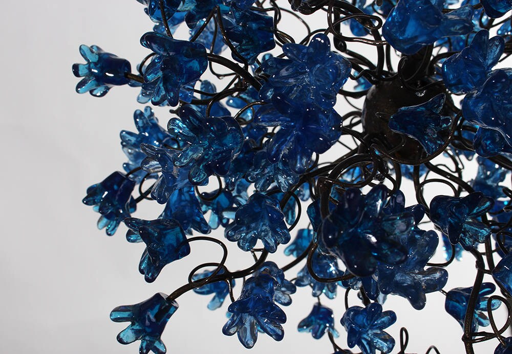 Blue Flower Pendant Light: Handmade Resin Floral Chandelier