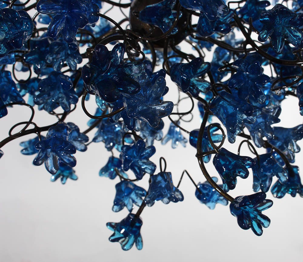 Blue Flower Pendant Light: Handmade Resin Floral Chandelier