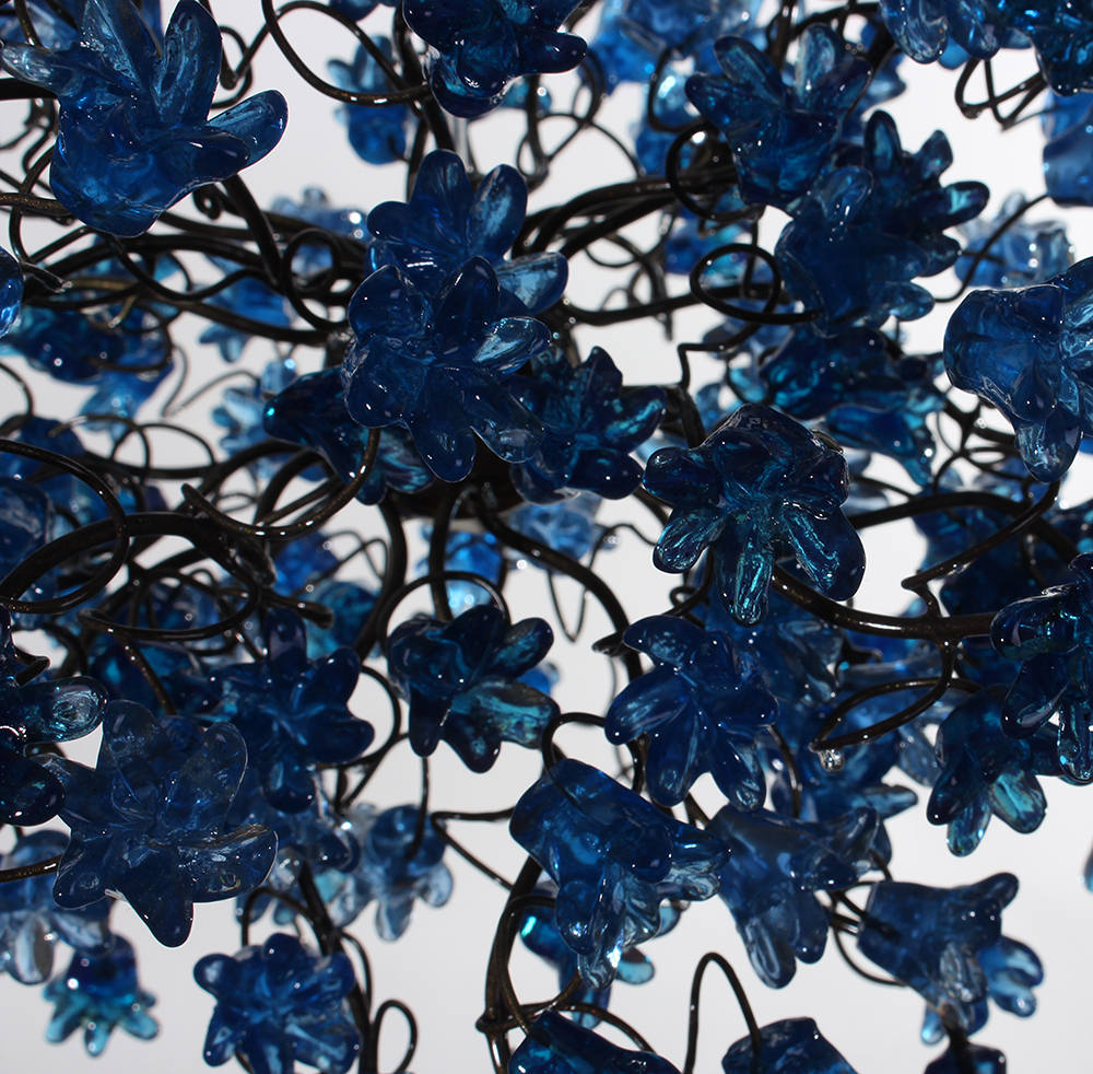 Blue Flower Pendant Light: Handmade Resin Floral Chandelier