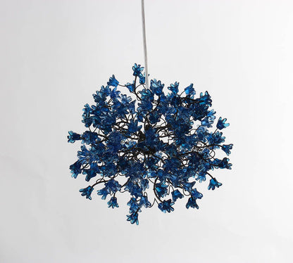 Blue Flower Pendant Light: Handmade Resin Floral Chandelier