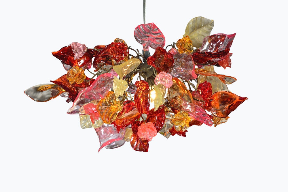 Floral Chandelier: Romantic Resin Flowers & Leaves Ceiling Light
