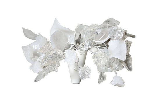 Resin Flower Bouquet Wall Sconce - White & Clear Bedroom Lighting