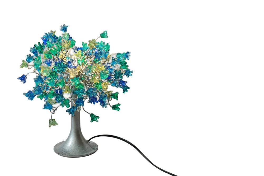 Table lamp, desk lamp with sea color flowers for bedside table, living room or children room, modern table lamp to your office.