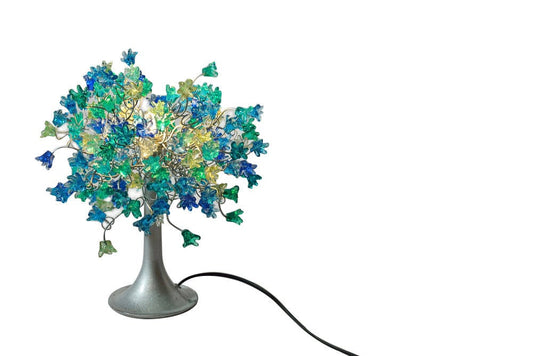 Table lamp, desk lamp with sea color flowers for bedside table, living room or children room, modern table lamp to your office.