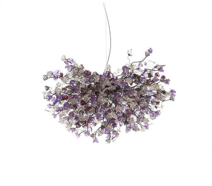 Flowers Hanging chandeliers with violet, gray and clear flowers for Dining Room