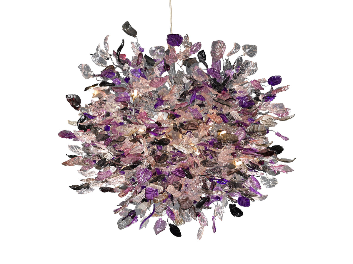 Purple Floral Resin Chandelier: Flush Mount Ceiling Light Decor