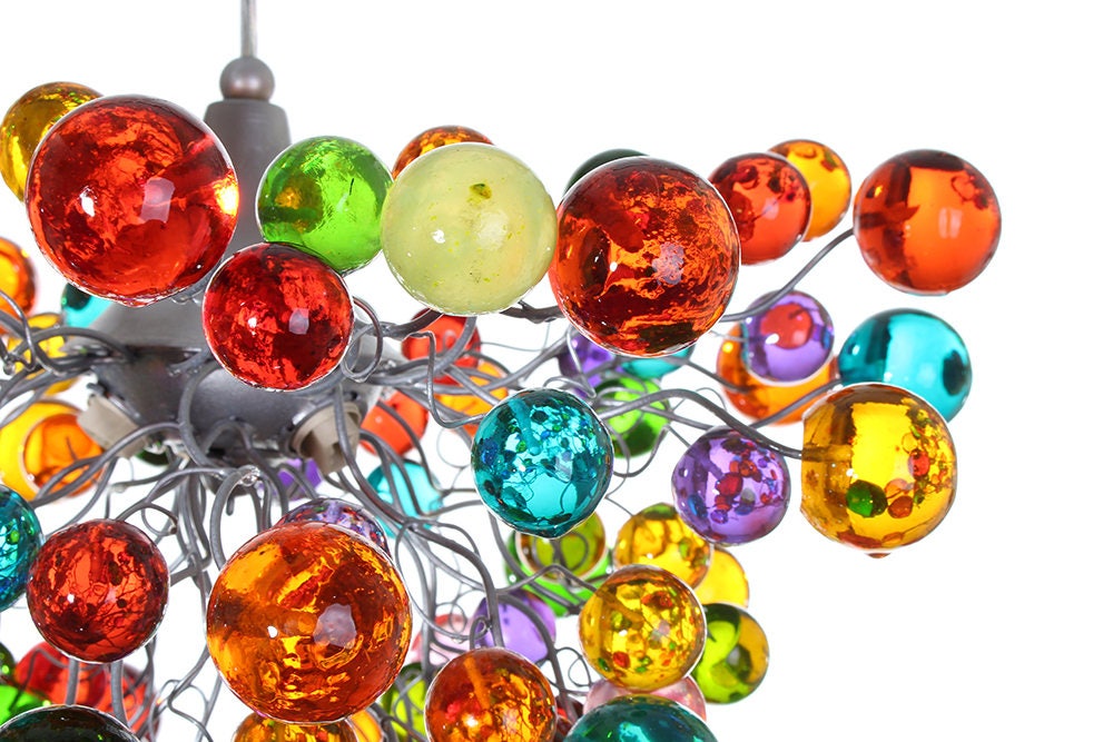 Chandelier with Colorful bubble, modern ceiling light fixture with bubbles for children room or dining room.