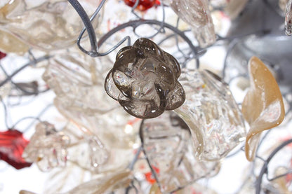 Unique Chandeliers Lighting, Modern chandelier with clear gray and red flowers and leaves for Dining Room, bedroom or living room.