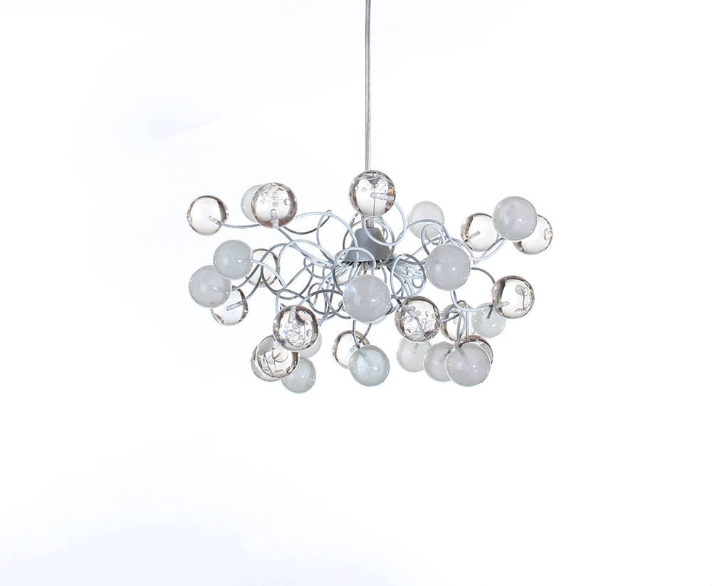 Ceiling Pendant light with white and clear transparent bubbles for girls or boy bedroom .