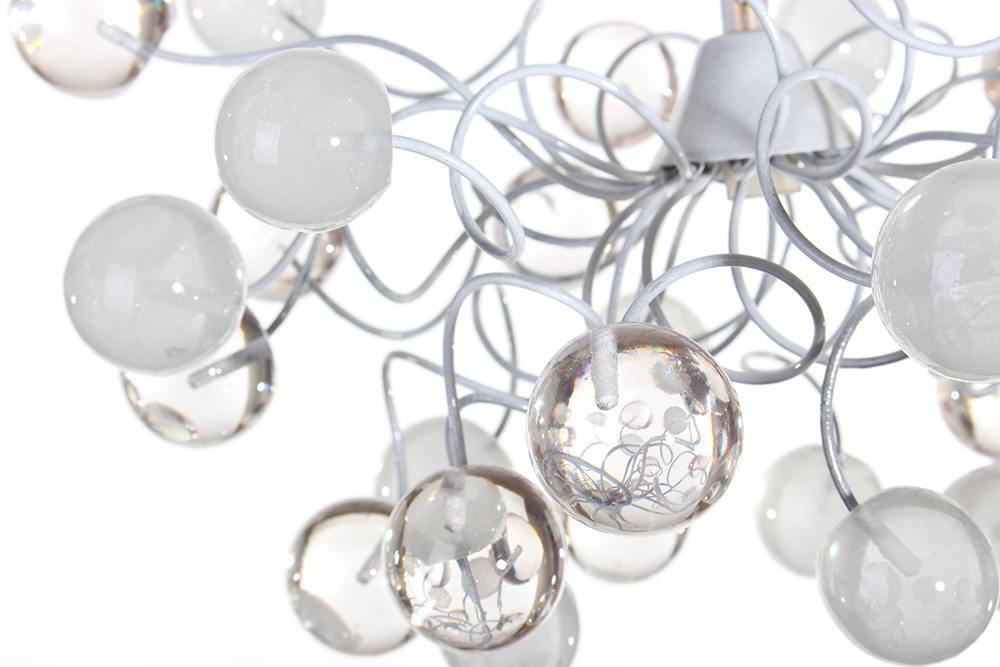 Ceiling Pendant light with white and clear transparent bubbles for girls or boy bedroom .