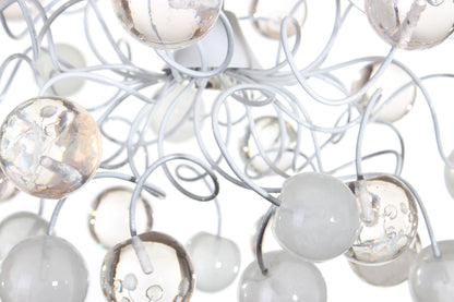 Ceiling Pendant light with white and clear transparent bubbles for girls or boy bedroom .