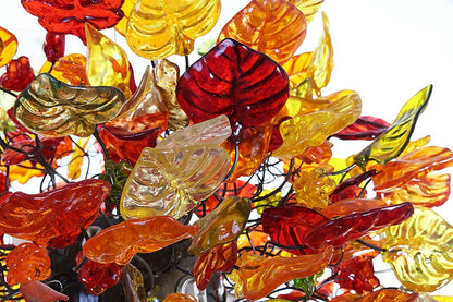 Big Flush Mount Ceiling Light with autumn color flowers and leaves, ceiling mount light for kitchen, living room or Dining Room