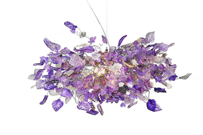 Violet Flower Chandelier: Large Resin Floral Hanging Light