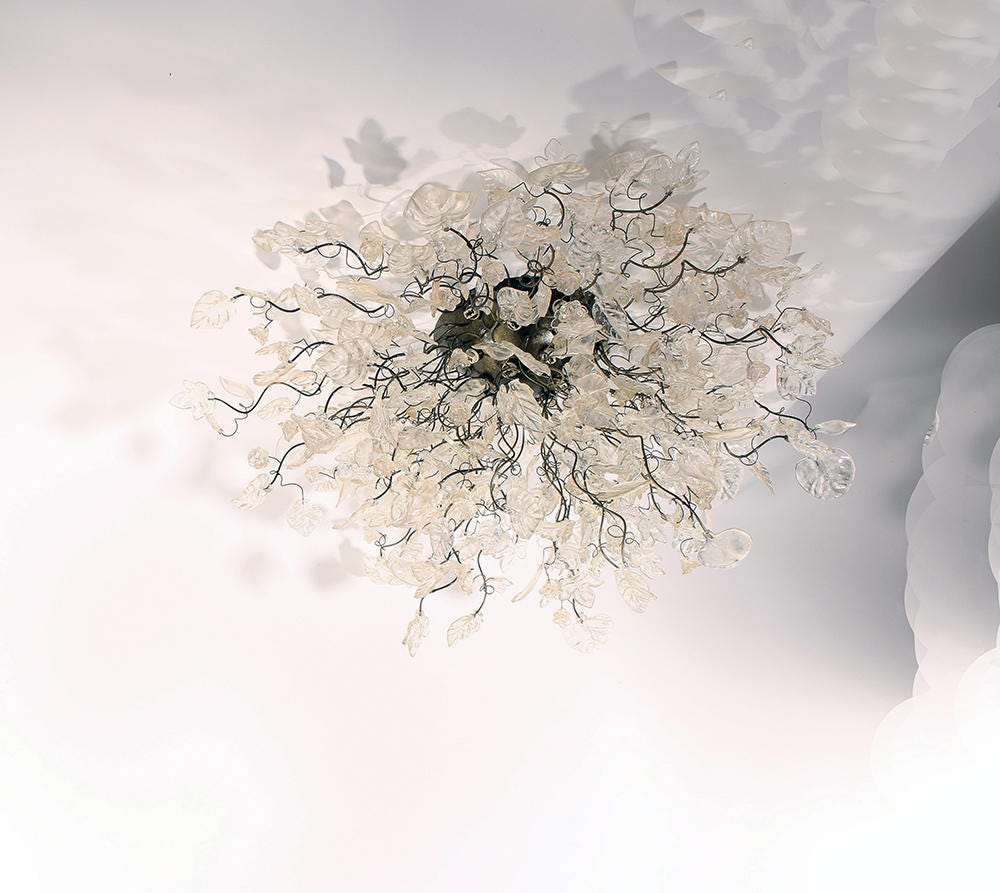 Flush Mount Lighting with transparent clear flowers, wild looking ceiling mount for kitchen, living room.